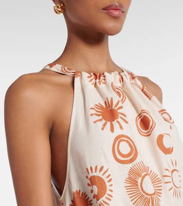Robe longue Ibiza imprimée en lin et coton | Asceno