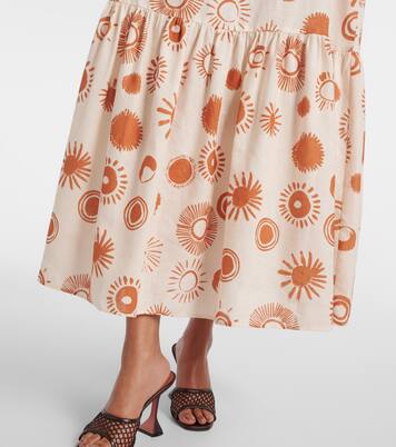 Robe longue Ibiza imprimée en lin et coton | Asceno