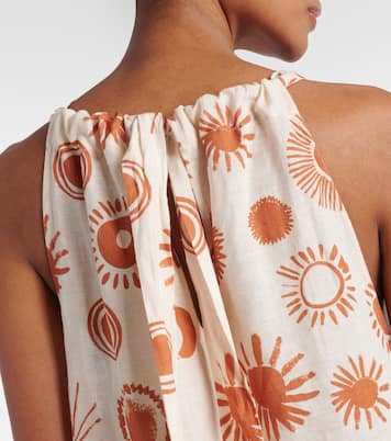 Robe longue Ibiza imprimée en lin et coton | Asceno