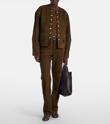 Gerade Hose Maxine aus Veloursleder | Proenza Schouler