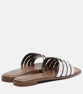 Metallic leather slides | Tory Burch