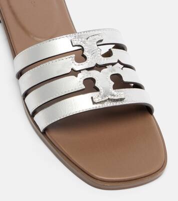 Metallic leather slides | Tory Burch