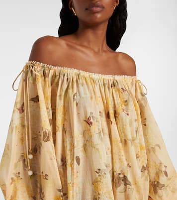 Abito corto in cotone con stampa floreale | Zimmermann