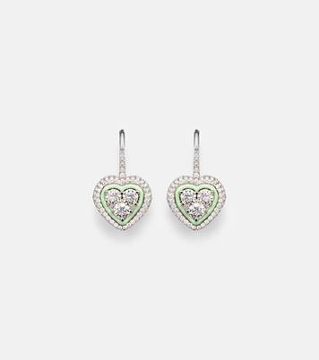 18kt white gold earrings with enamel and diamonds | Kamyen
