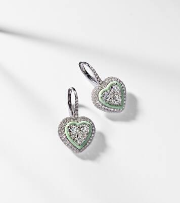 18kt white gold earrings with enamel and diamonds | Kamyen