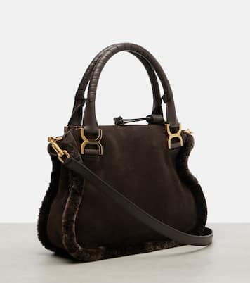 Tote Bag Marcie Small aus Veloursleder mit Shearling | Chloé