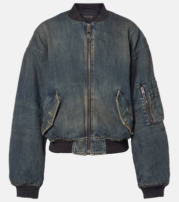 Distressed denim bomber jacket | Balenciaga