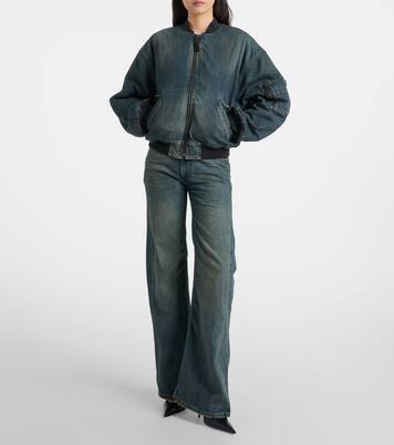 Distressed denim bomber jacket | Balenciaga