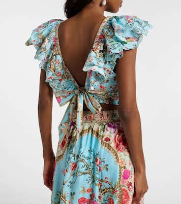 Embellished floral cotton poplin crop top | Camilla