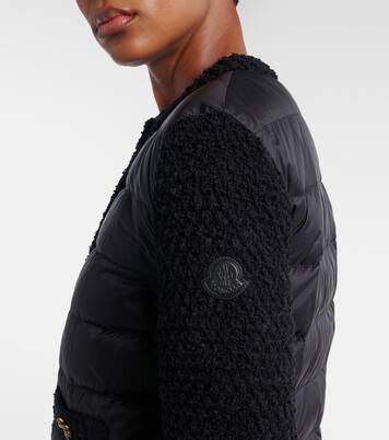 Down-paneled bouclé-trimmed zip-up cardigan | Moncler