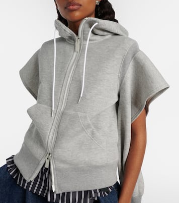 Cutout cotton-blend fleece hoodie | Sacai
