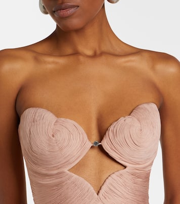 Ananda pleated silk muslin bustier gown | Maria Lucia Hohan