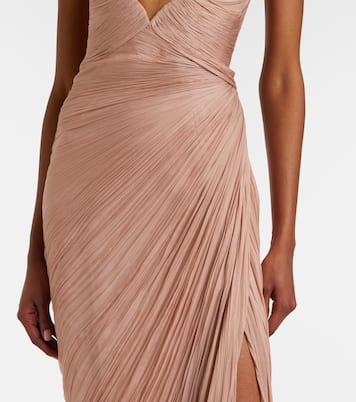 Ananda pleated silk muslin bustier gown | Maria Lucia Hohan