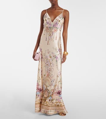 Embellished floral silk slip dress | Camilla