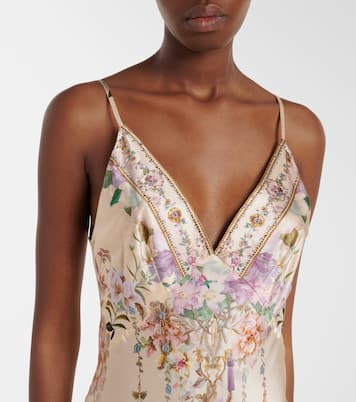 Embellished floral silk slip dress | Camilla