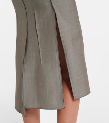 Falda midi en mezcla de lana y mohair drapeada | Victoria Beckham
