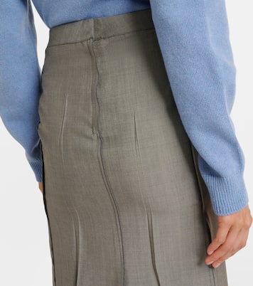 Falda midi en mezcla de lana y mohair drapeada | Victoria Beckham