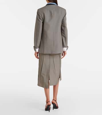 Falda midi en mezcla de lana y mohair drapeada | Victoria Beckham