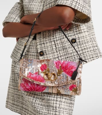 DeVain Small floral sequined shoulder bag | Valentino Garavani