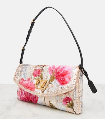 DeVain Small floral sequined shoulder bag | Valentino Garavani