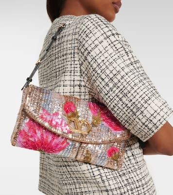 DeVain Small floral sequined shoulder bag | Valentino Garavani