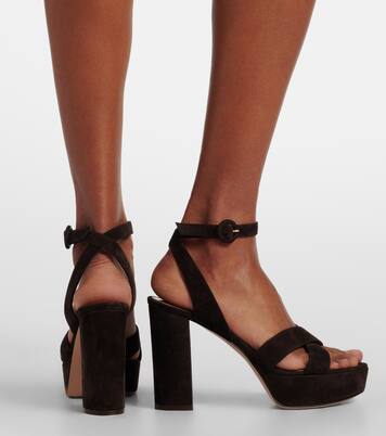 Plateausandalen Sabrina aus Veloursleder | Gianvito Rossi