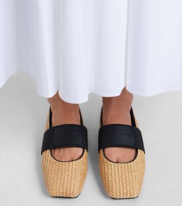 Bailarinas Mary Jane Sliced Square de efecto rafia | Givenchy