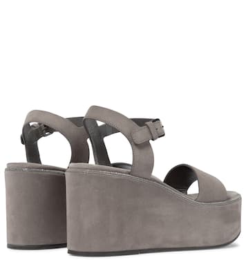 Plateausandalen aus Veloursleder | Brunello Cucinelli