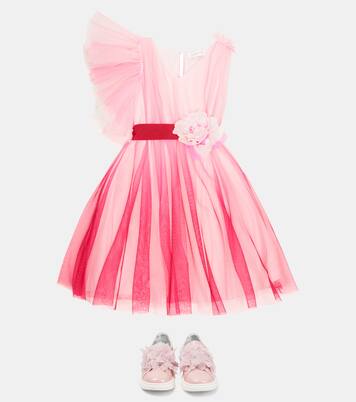 Ruffle-trimmed tulle dress | Monnalisa