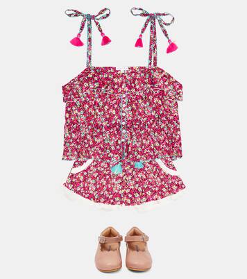 Ruffle-trimmed floral top | Poupette St Barth Kids