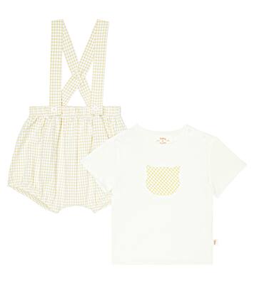 Baby gingham cotton T-shirt and bloomers set | Il Gufo
