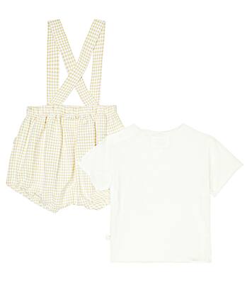 Baby gingham cotton T-shirt and bloomers set | Il Gufo