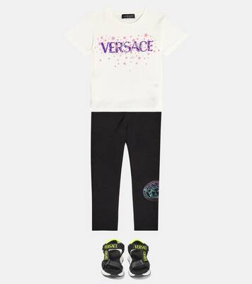 Medusa Greca cotton-blend leggings | Versace Kids