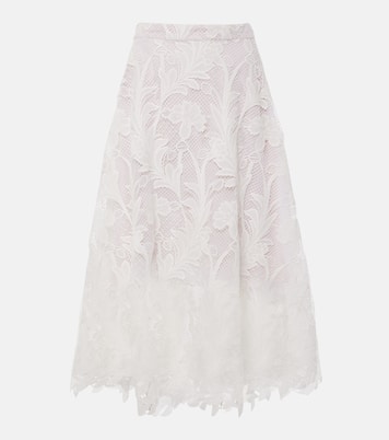 Floral guipure lace midi skirt | Oscar de la Renta