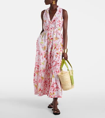 Robe longue Nana en coton à fleurs | Poupette St Barth