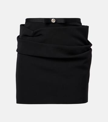 Draped virgin wool gabardine miniskirt | Versace