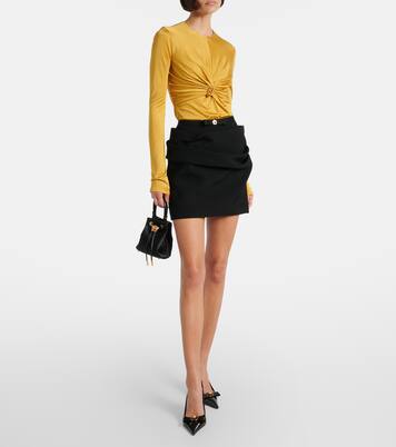 Draped virgin wool gabardine miniskirt | Versace