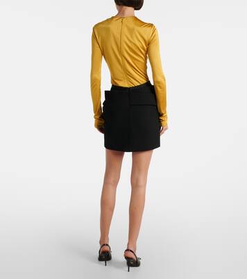 Draped virgin wool gabardine miniskirt | Versace
