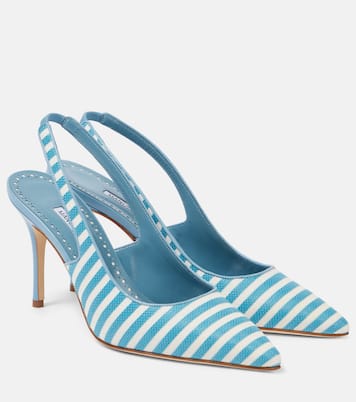 Allurafia 90 striped slingback pumps | Manolo Blahnik