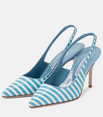Allurafia 90 striped slingback pumps | Manolo Blahnik