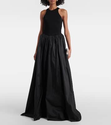 Abito lungo Cate in jersey e taffetà di seta | The New Arrivals Ilkyaz Ozel