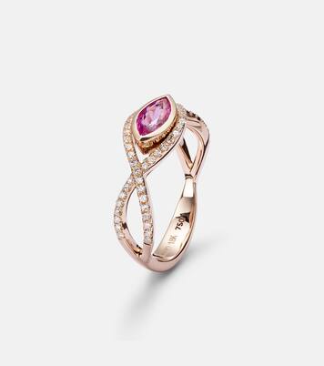 Anello in oro rosa 18kt con zaffiro e diamanti | Shay Jewelry