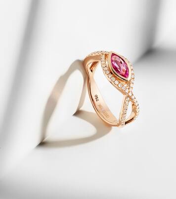 Anello in oro rosa 18kt con zaffiro e diamanti | Shay Jewelry