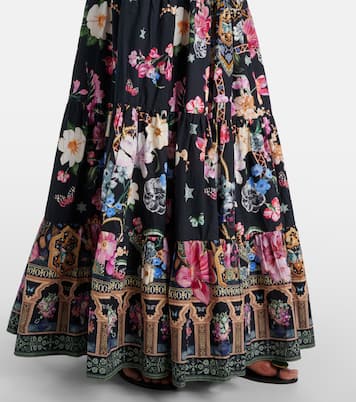 Maxirock aus Popeline mit Kristallen | Camilla