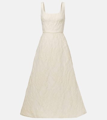 Robe longue en jacquard à fleurs | Monique Lhuillier