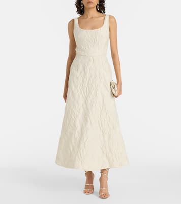 Robe longue en jacquard à fleurs | Monique Lhuillier