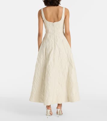 Robe longue en jacquard à fleurs | Monique Lhuillier