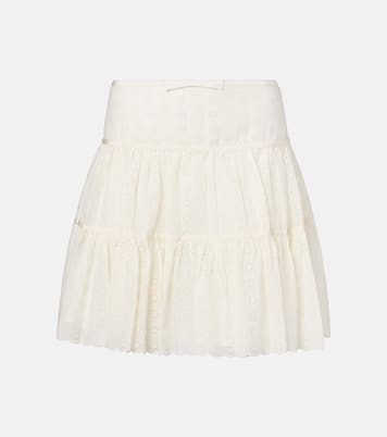Tiered cotton lace miniskirt | Valentino