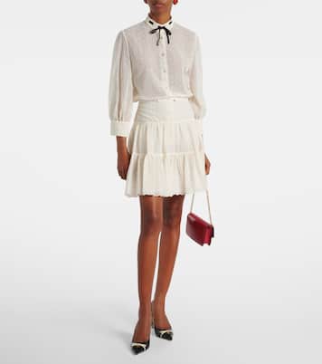 Tiered cotton lace miniskirt | Valentino