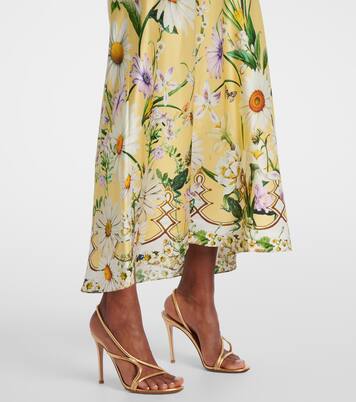 Robe midi en satin de soie à fleurs | Camilla